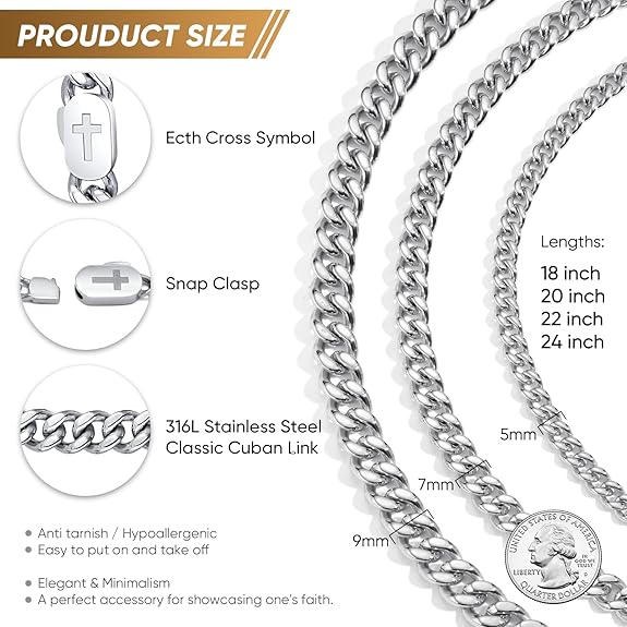 KISPER 925 Sterling Silver chain for men - Diamond Cut 3.5mm Flat Curb Cuban Link Chain Necklace with Lobster Clasp Made in Italy - 24 inch silver chain for men