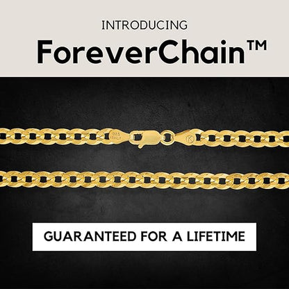 Gold Chain for Men - 925 Sterling Silver Gold Plated Necklace for Men Solid Diamond-Cut 5mm Curb Cuban Link Chain Italian Mens Gold Chain with Lobster Clasp - Made in Italy 20 inches