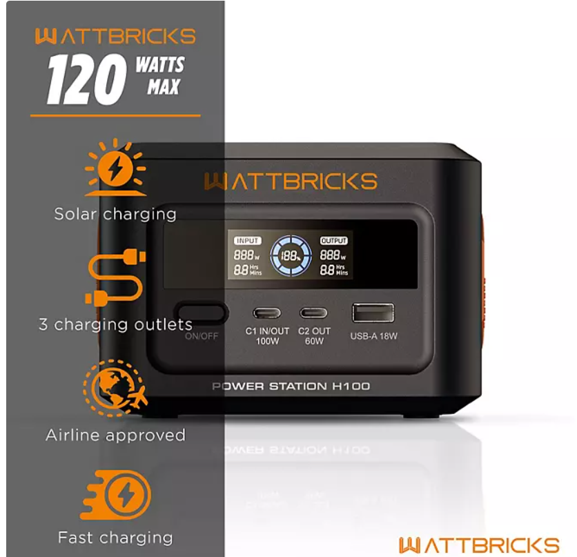 Wattbricks Energy 120-Watt Peak With 99.2Whr Portable Power Station