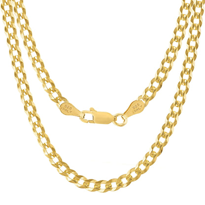 Gold Chain for Men - 925 Sterling Silver Gold Plated Necklace for Men Solid Diamond-Cut 5mm Curb Cuban Link Chain Italian Mens Gold Chain with Lobster Clasp - Made in Italy 20 inches