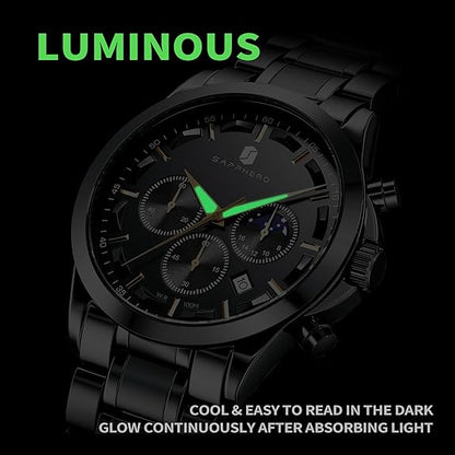 Men Analog Watch Waterproof Watch Quartz Chronograph Date Display Stainless Steel Mens Wrist Watches Casual Business Gifts for Men Fashion Designer Mens Dress Watch