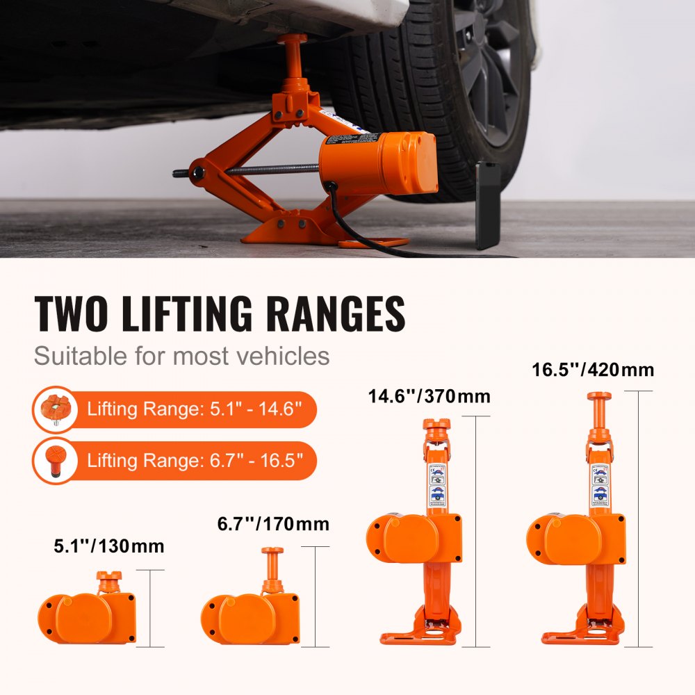 Electric Car Jack, 3 Tons /6600 lbs Scissor Jack with Electric Impact Wrench